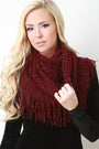 Loose Knit Fringe Hem Infinity Scarf - NoveltyOne