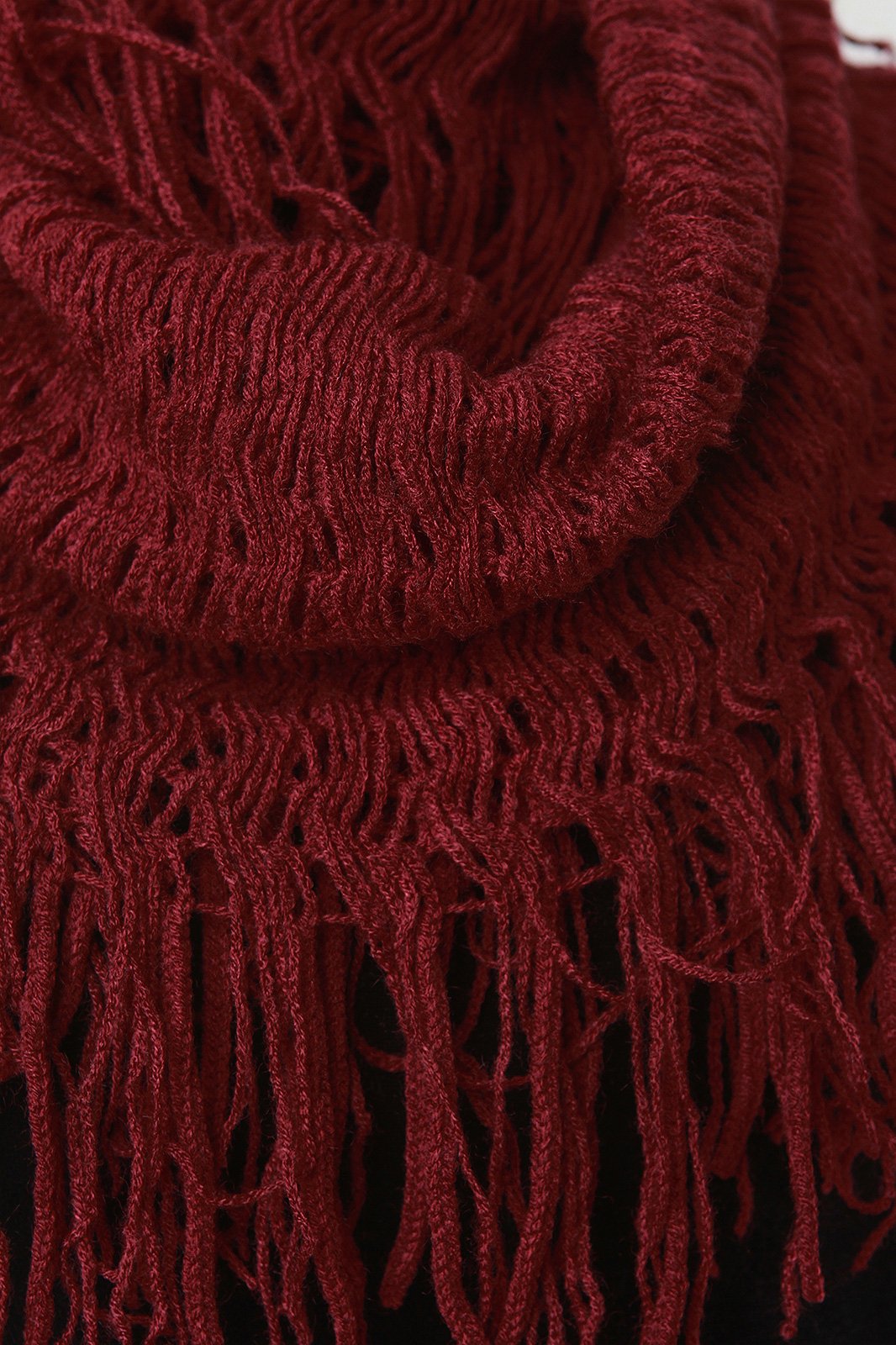 Loose Knit Fringe Hem Infinity Scarf - NoveltyOne