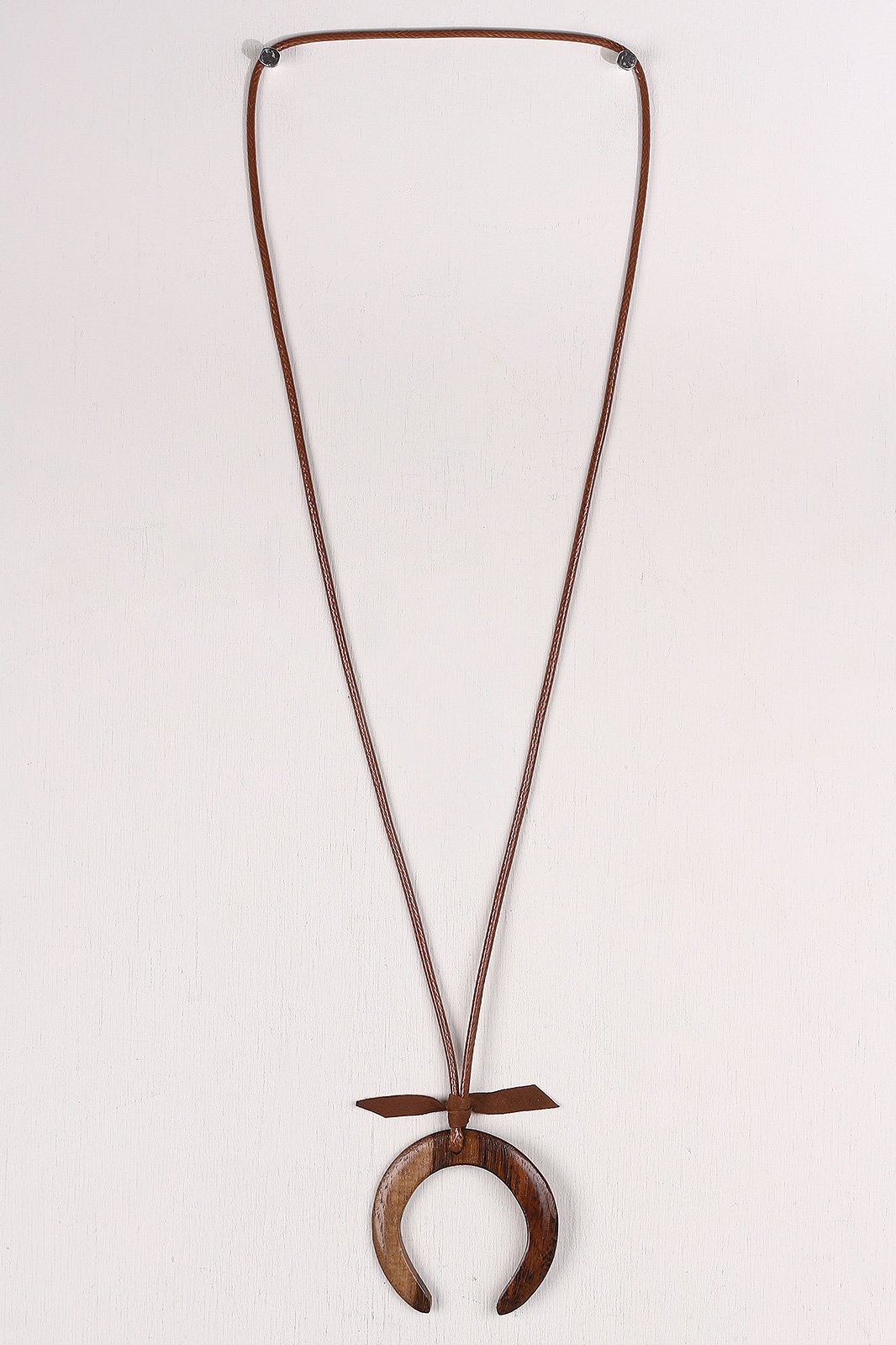 Wooden Crescent Moon Pendant Necklace