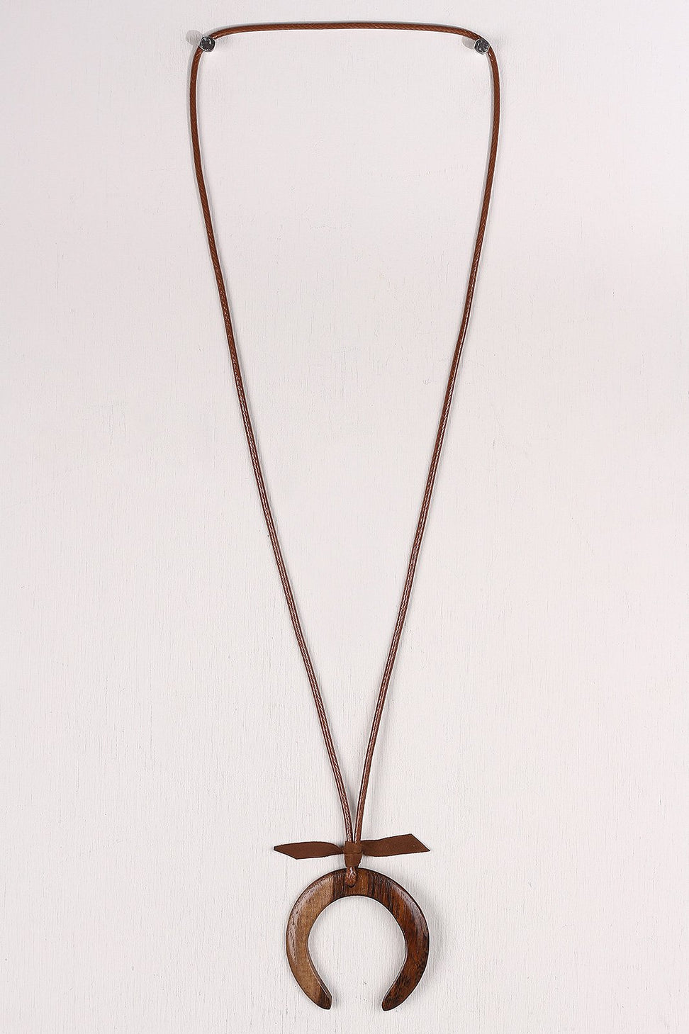 Wooden Crescent Moon Pendant Necklace