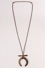 Wooden Crescent Moon Pendant Necklace
