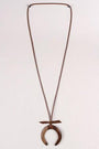 Wooden Crescent Moon Pendant Necklace