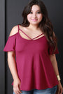 Strappy Neck Open Shoulder A-Line Top