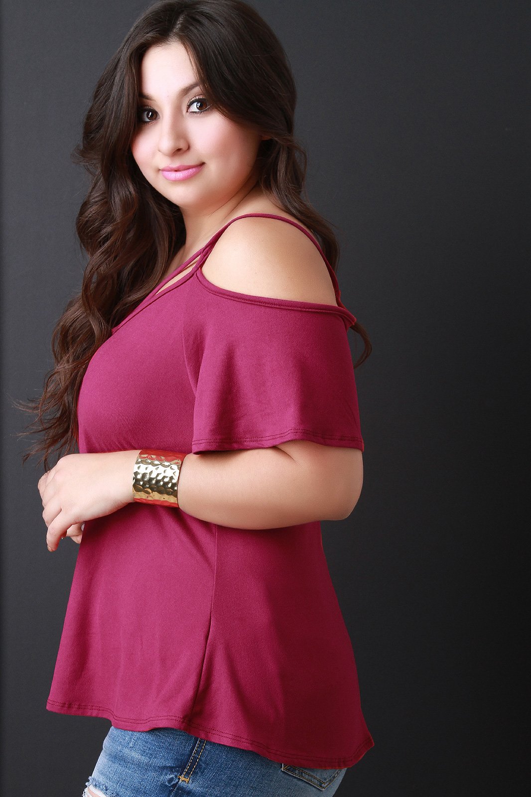 Strappy Neck Open Shoulder A-Line Top