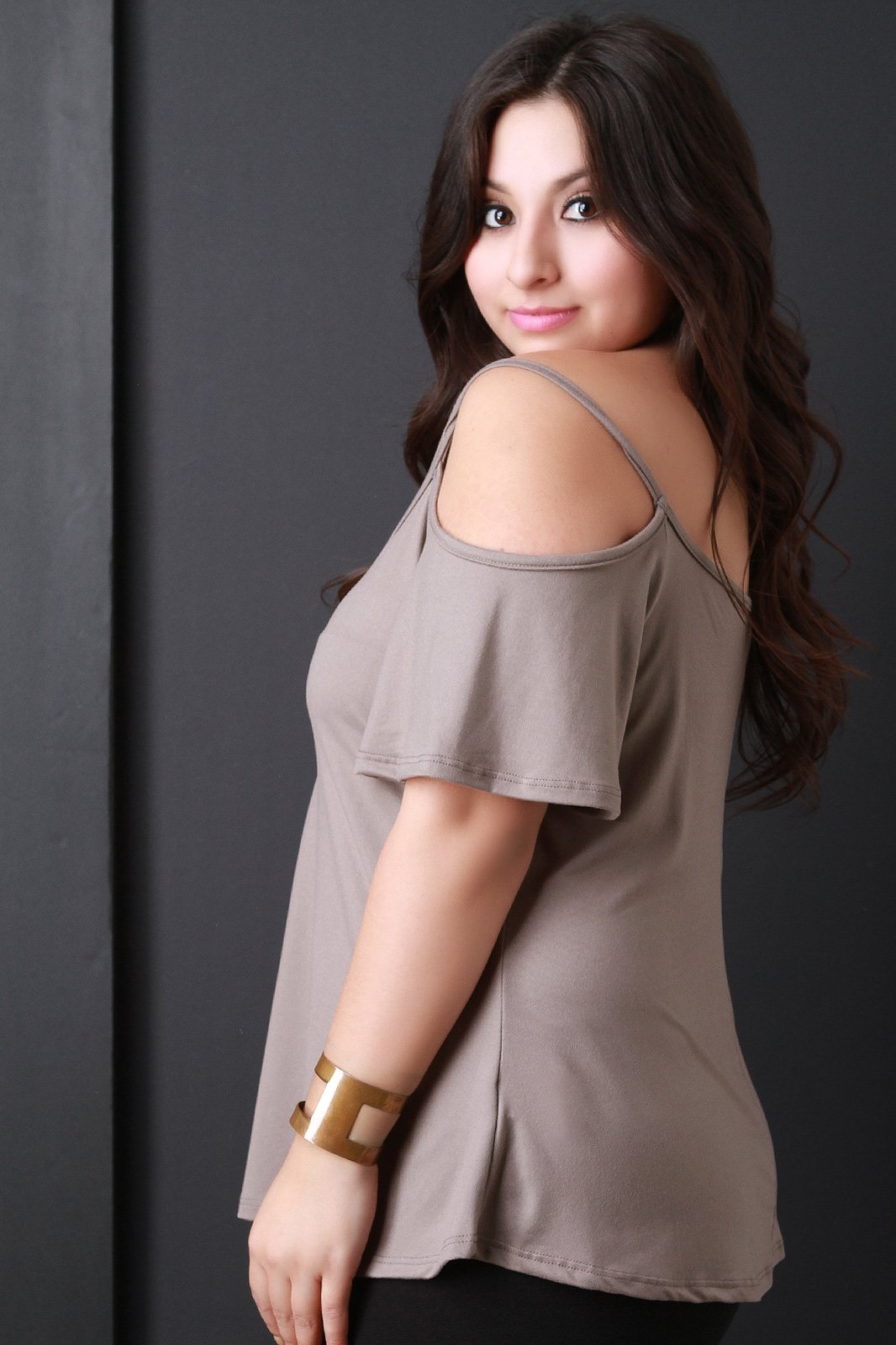 Strappy Neck Open Shoulder A-Line Top