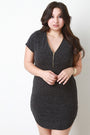 Melange Knit Zip Up Mini Dress