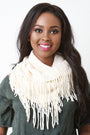 Fringe Hem Rib Knit Circle Scarf - NoveltyOne