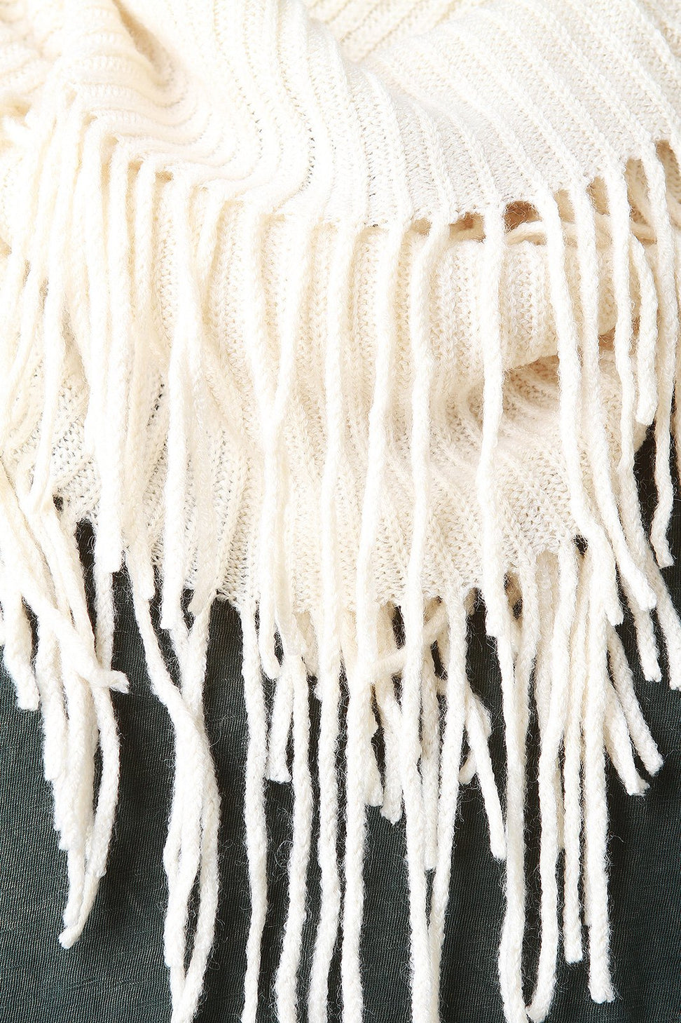 Fringe Hem Rib Knit Circle Scarf - NoveltyOne