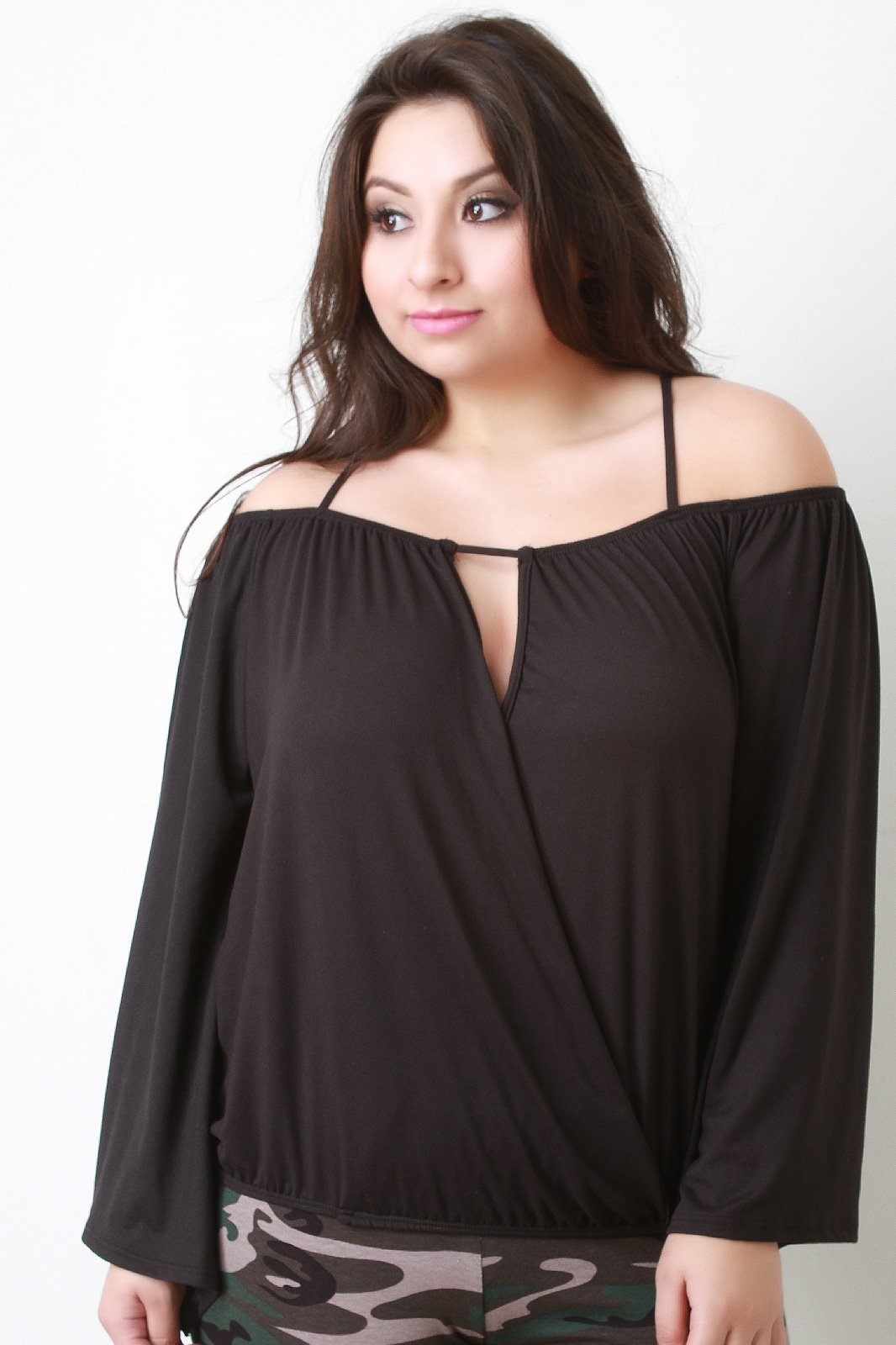 Surplice Spaghetti Strap Bardot Top