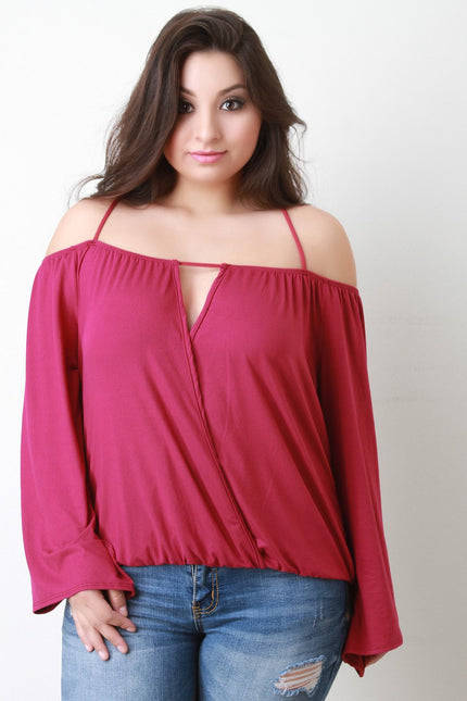 Surplice Spaghetti Strap Bardot Top