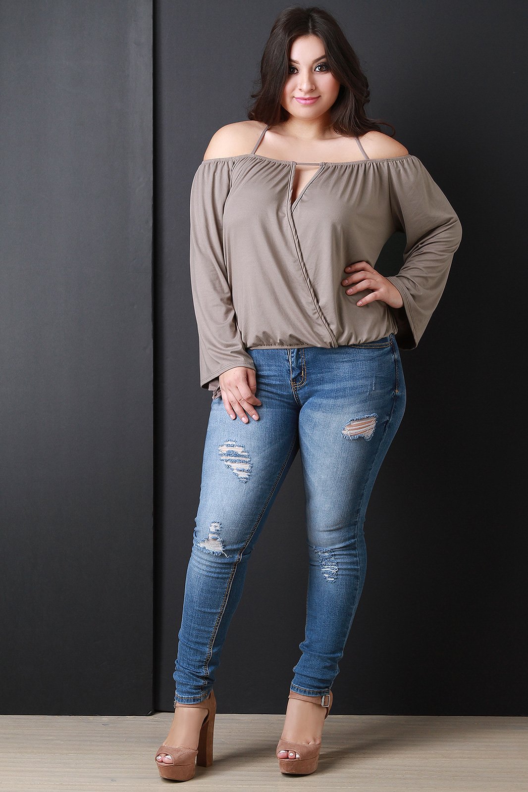 Surplice Spaghetti Strap Bardot Top