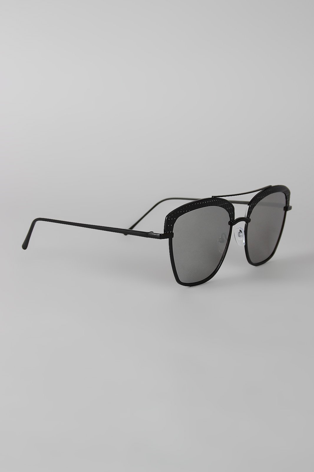 Textured Semi Rimless Wire Frame Sunglasses
