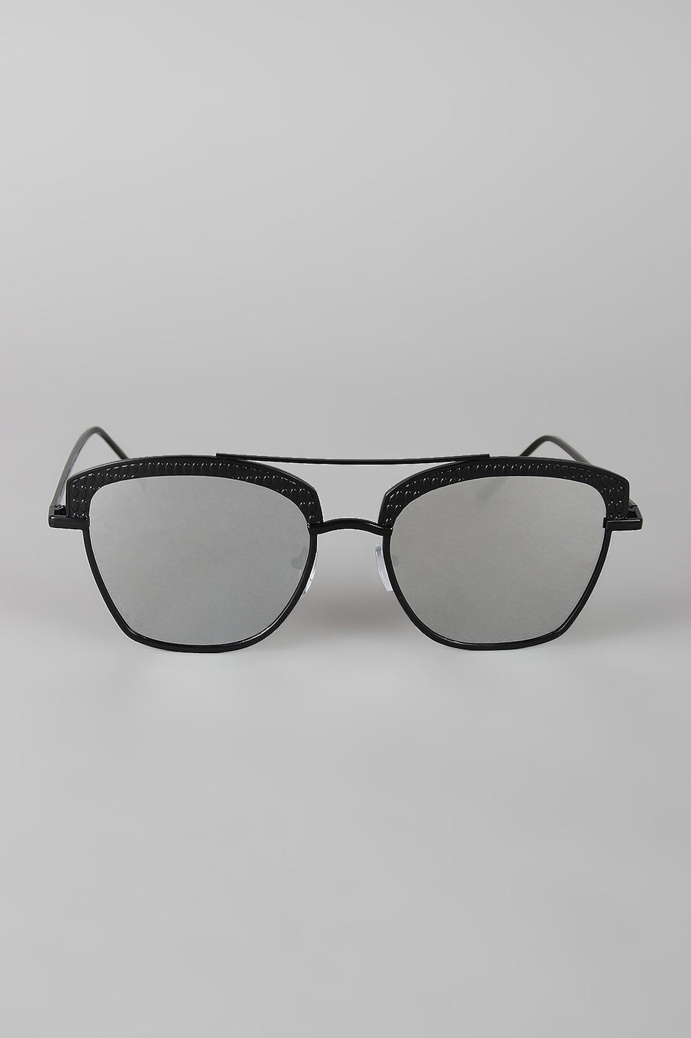 Textured Semi Rimless Wire Frame Sunglasses