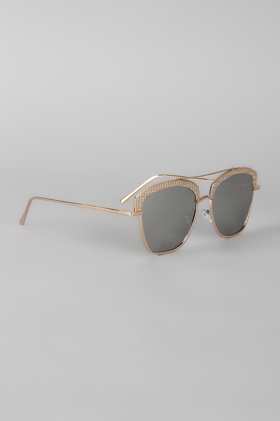 Textured Semi Rimless Wire Frame Sunglasses
