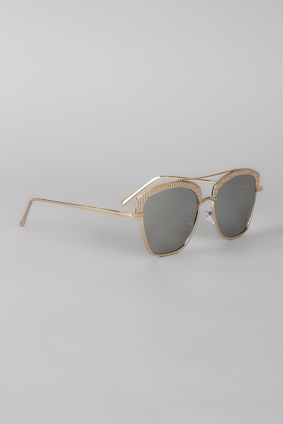 Textured Semi Rimless Wire Frame Sunglasses