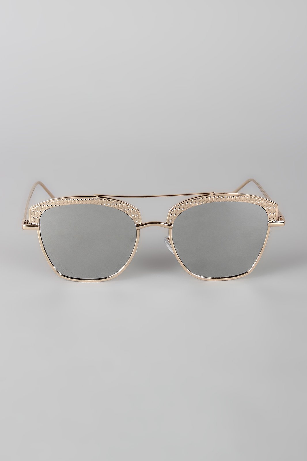 Textured Semi Rimless Wire Frame Sunglasses