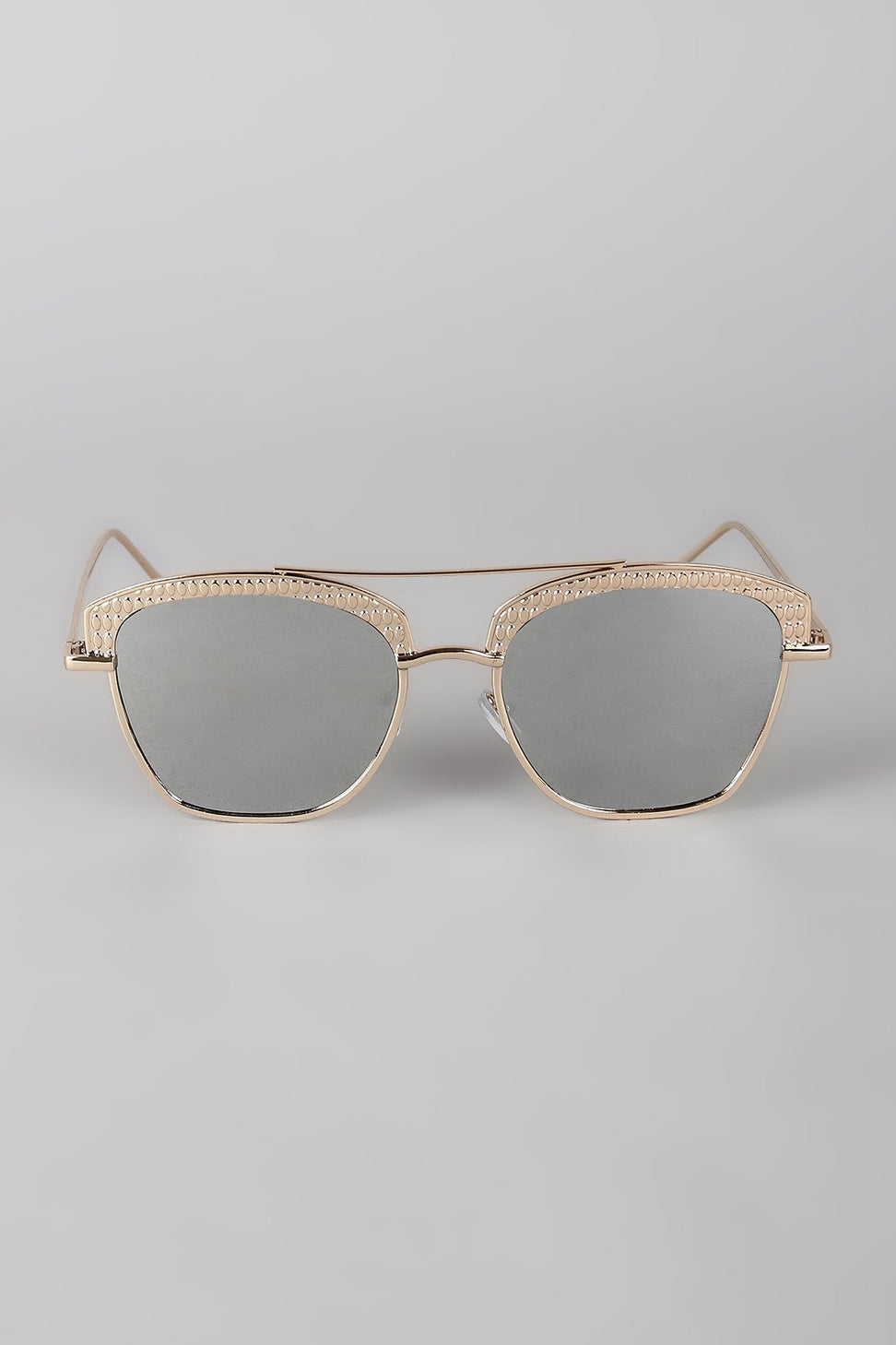 Textured Semi Rimless Wire Frame Sunglasses