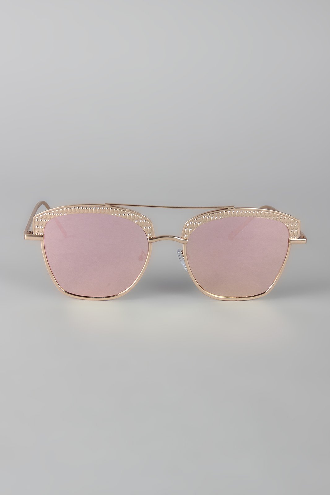 Textured Semi Rimless Wire Frame Sunglasses