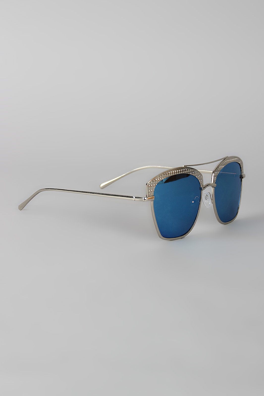 Textured Semi Rimless Wire Frame Sunglasses