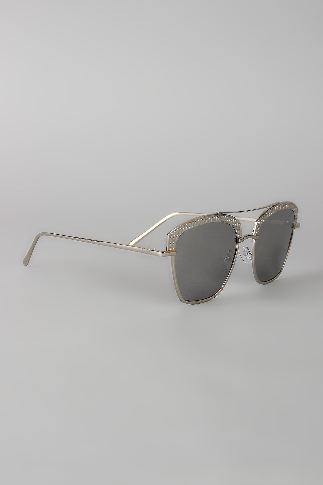 Textured Semi Rimless Wire Frame Sunglasses