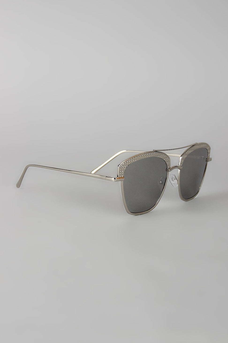 Textured Semi Rimless Wire Frame Sunglasses