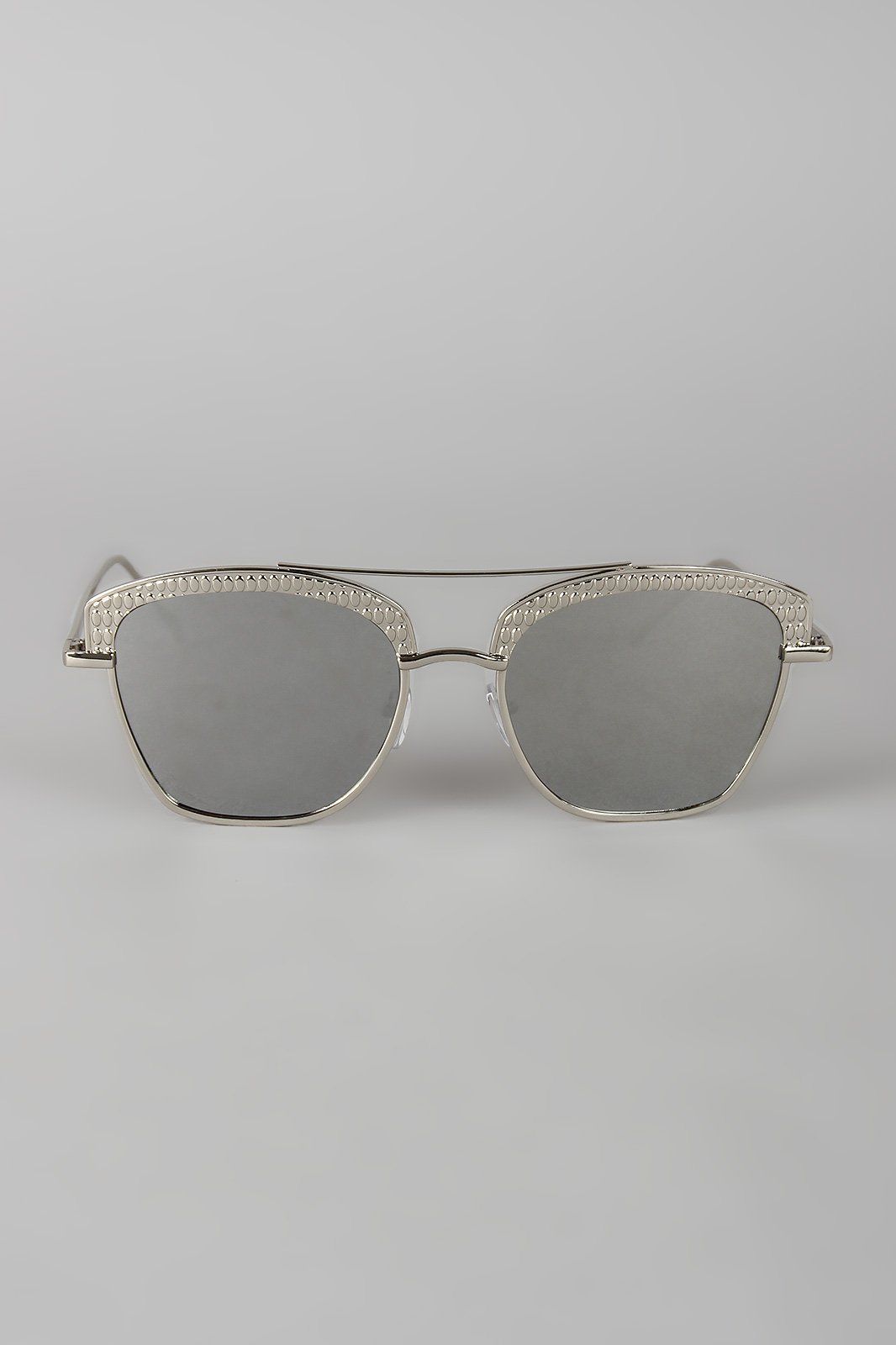 Textured Semi Rimless Wire Frame Sunglasses