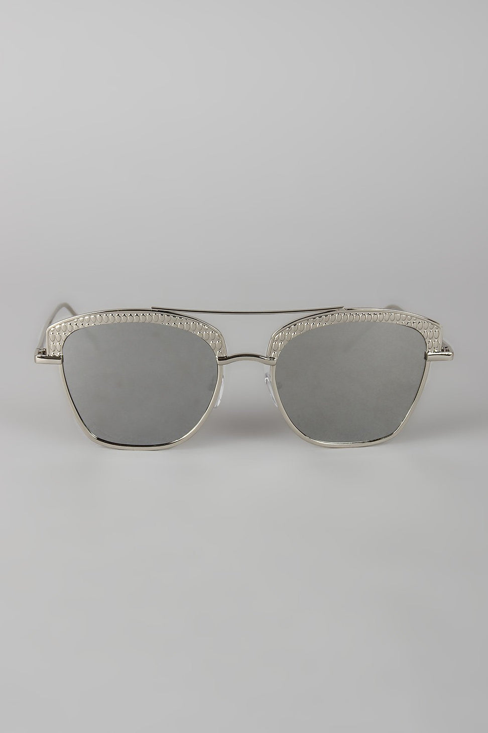 Textured Semi Rimless Wire Frame Sunglasses