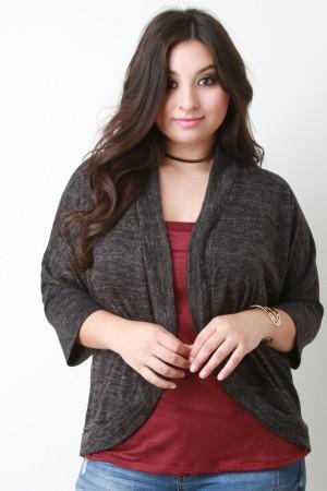 Static Knit Rounded Hem Cardigan