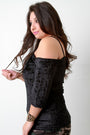Crush Velvet Cold Shoulder Sweetheart Top