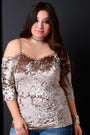 Crush Velvet Cold Shoulder Sweetheart Top
