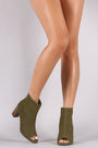 Breckelle Perforated Nubuck Chunky Heeled Booties