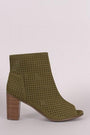 Breckelle Perforated Nubuck Chunky Heeled Booties