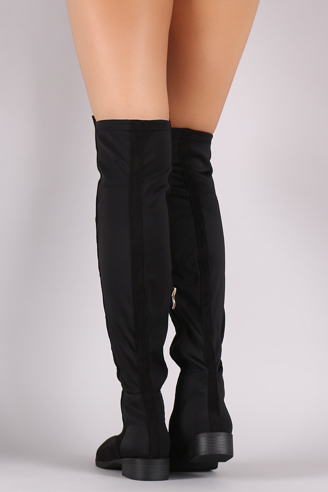 Suede Elastane Panel Over-The-Knee Riding Boots