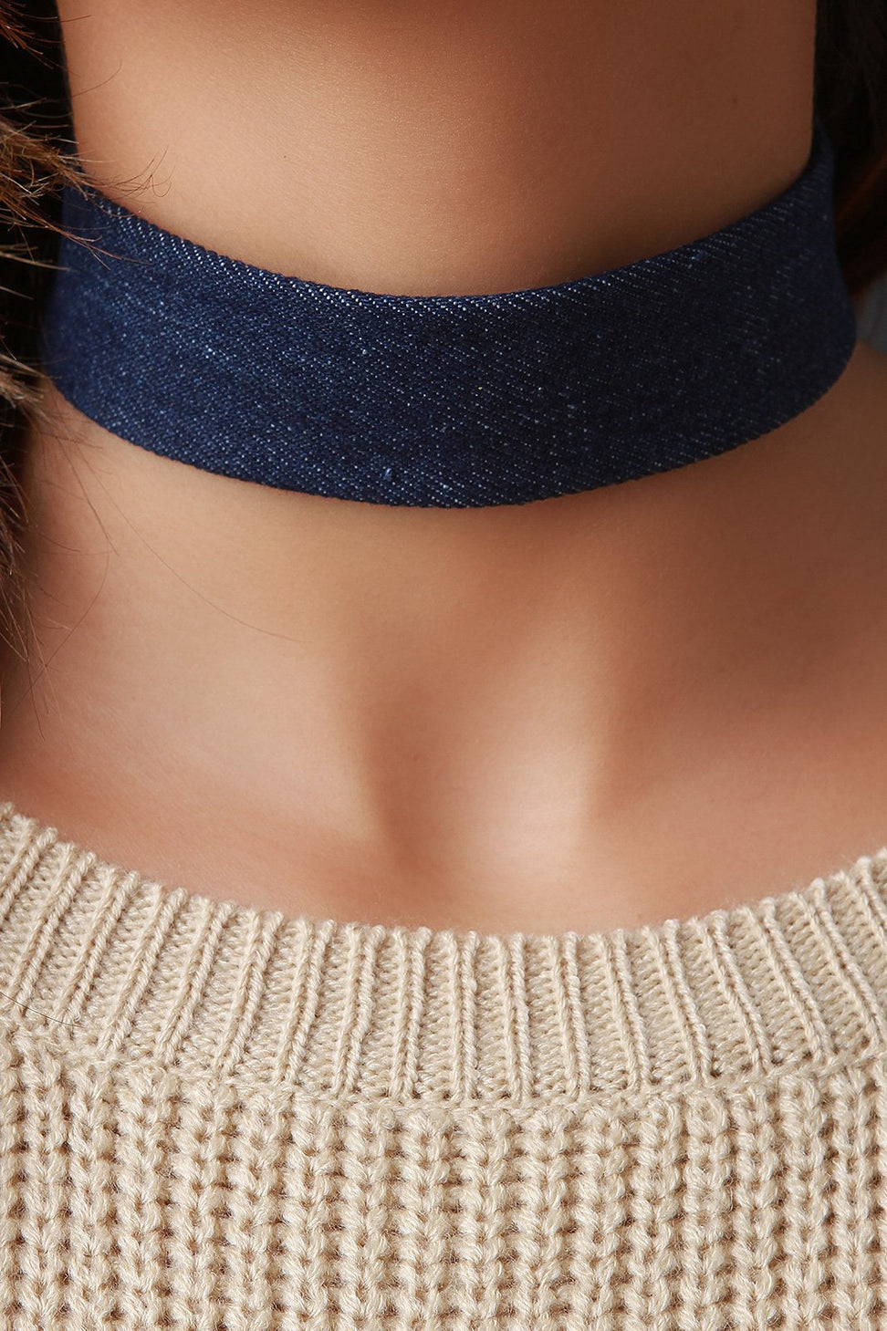 Wide Denim Choker