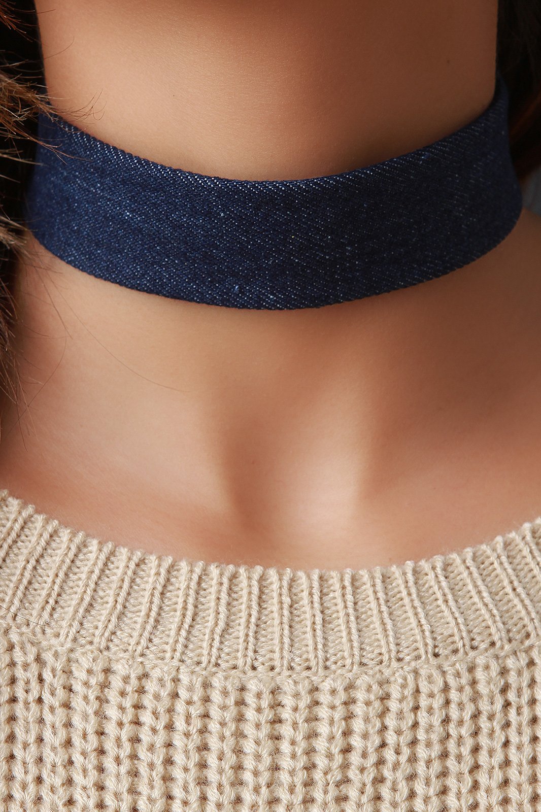 Wide Denim Choker