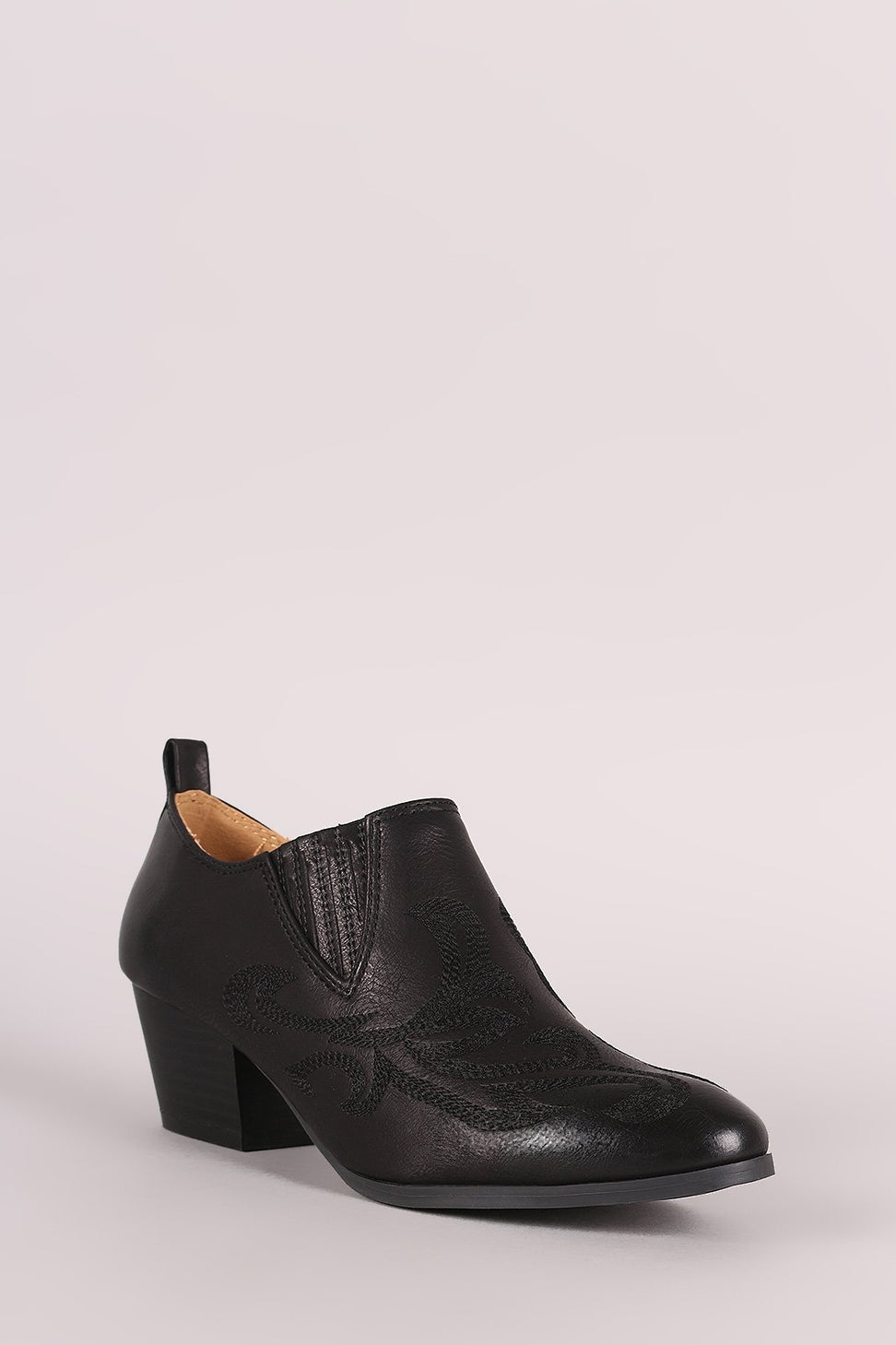 Qupid Western Etched Ankle Boots
