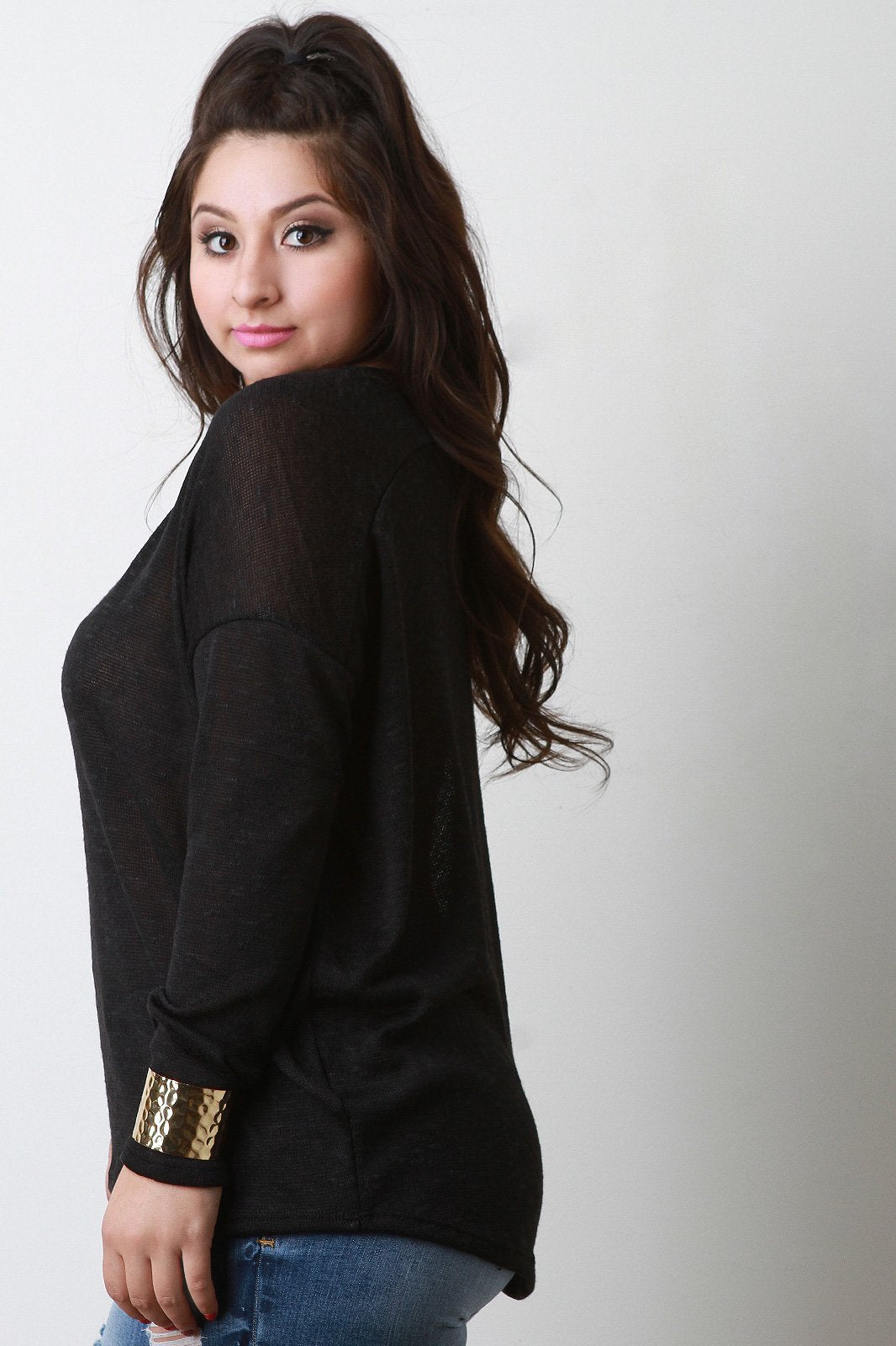 Knitted Drop Shoulder Loose Sweater