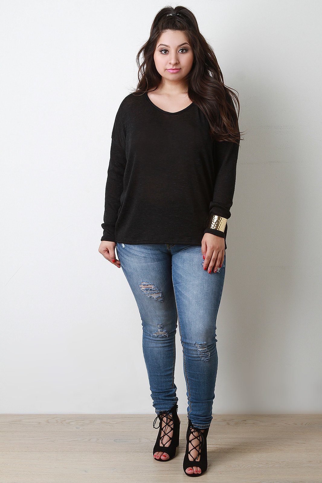 Knitted Drop Shoulder Loose Sweater