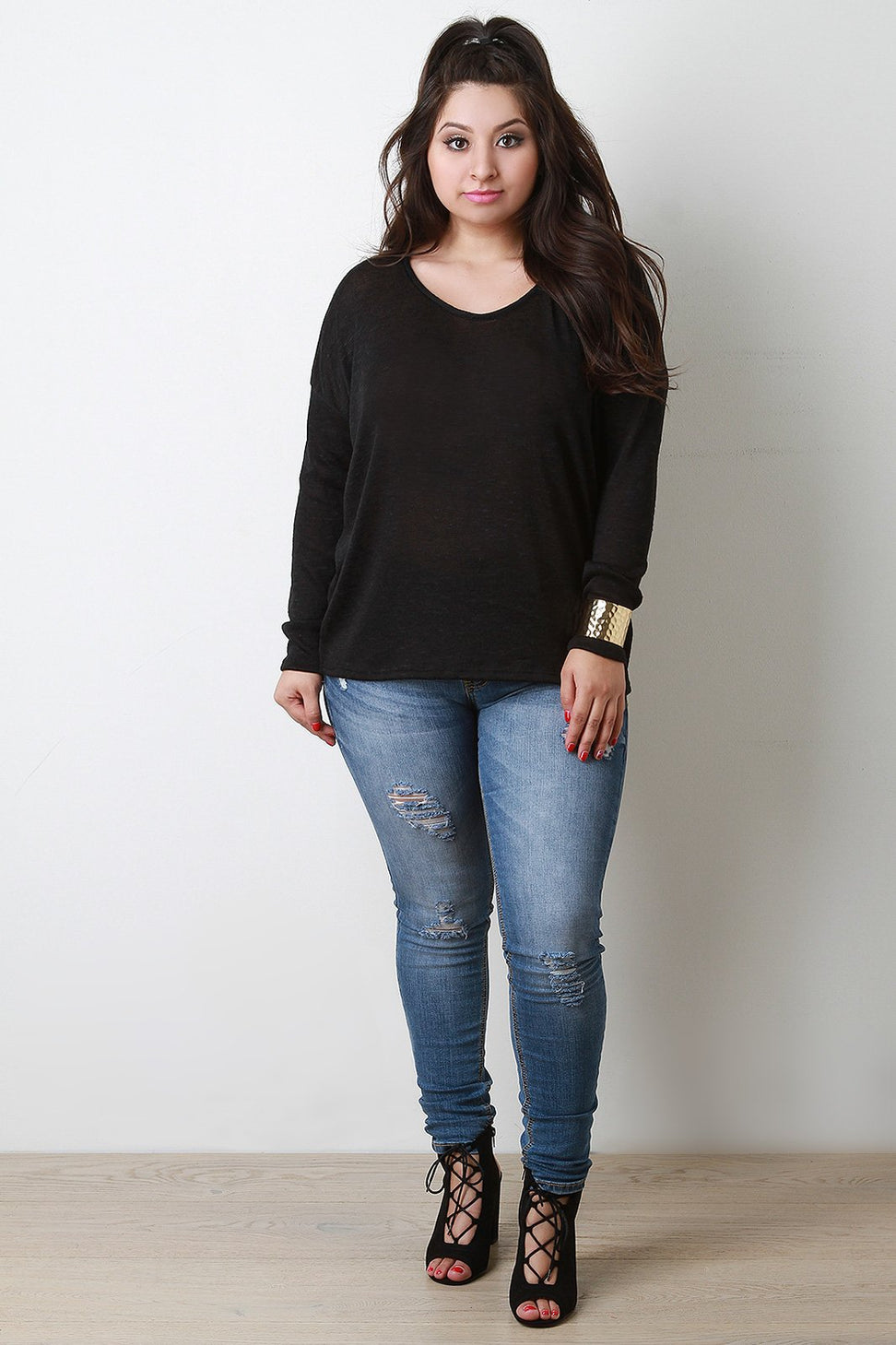 Knitted Drop Shoulder Loose Sweater