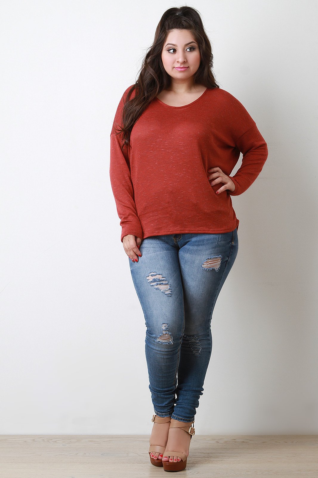 Knitted Drop Shoulder Loose Sweater