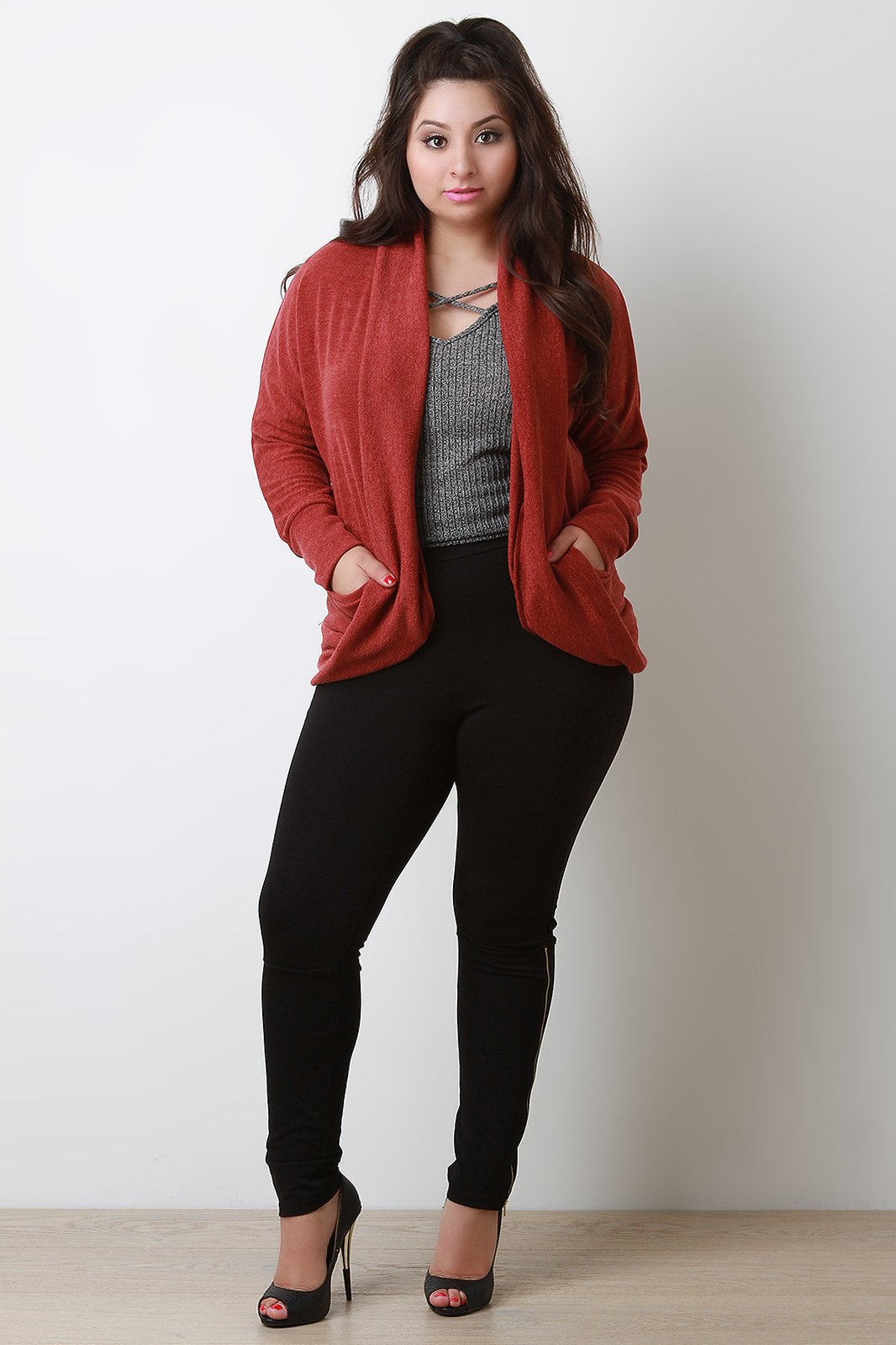 Shawl Collar Open Front Cocoon Cardigan
