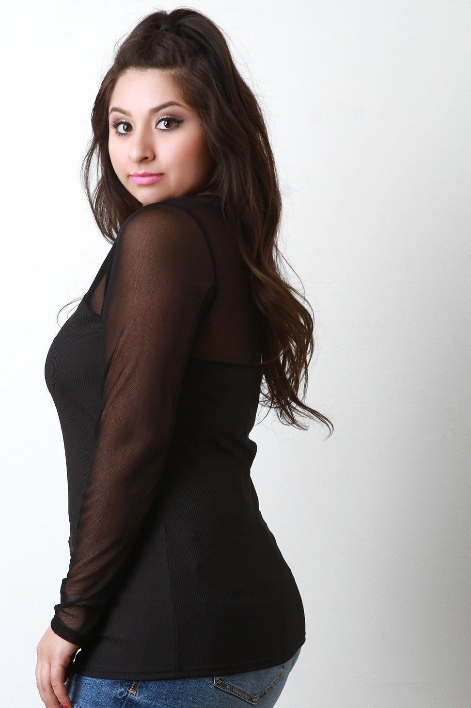 Mesh Sleeve Lattice Top