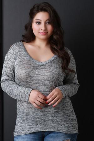 Metallic Shimmer Cold Shoulder Long Sleeves Top