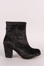 Crushed Velvet Chunky Heeled Ankle Boots