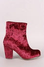 Crushed Velvet Chunky Heeled Ankle Boots