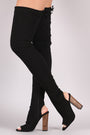 Liliana Stretched Jersey Chunky Heel Over-The-Knee Boots - NoveltyOne