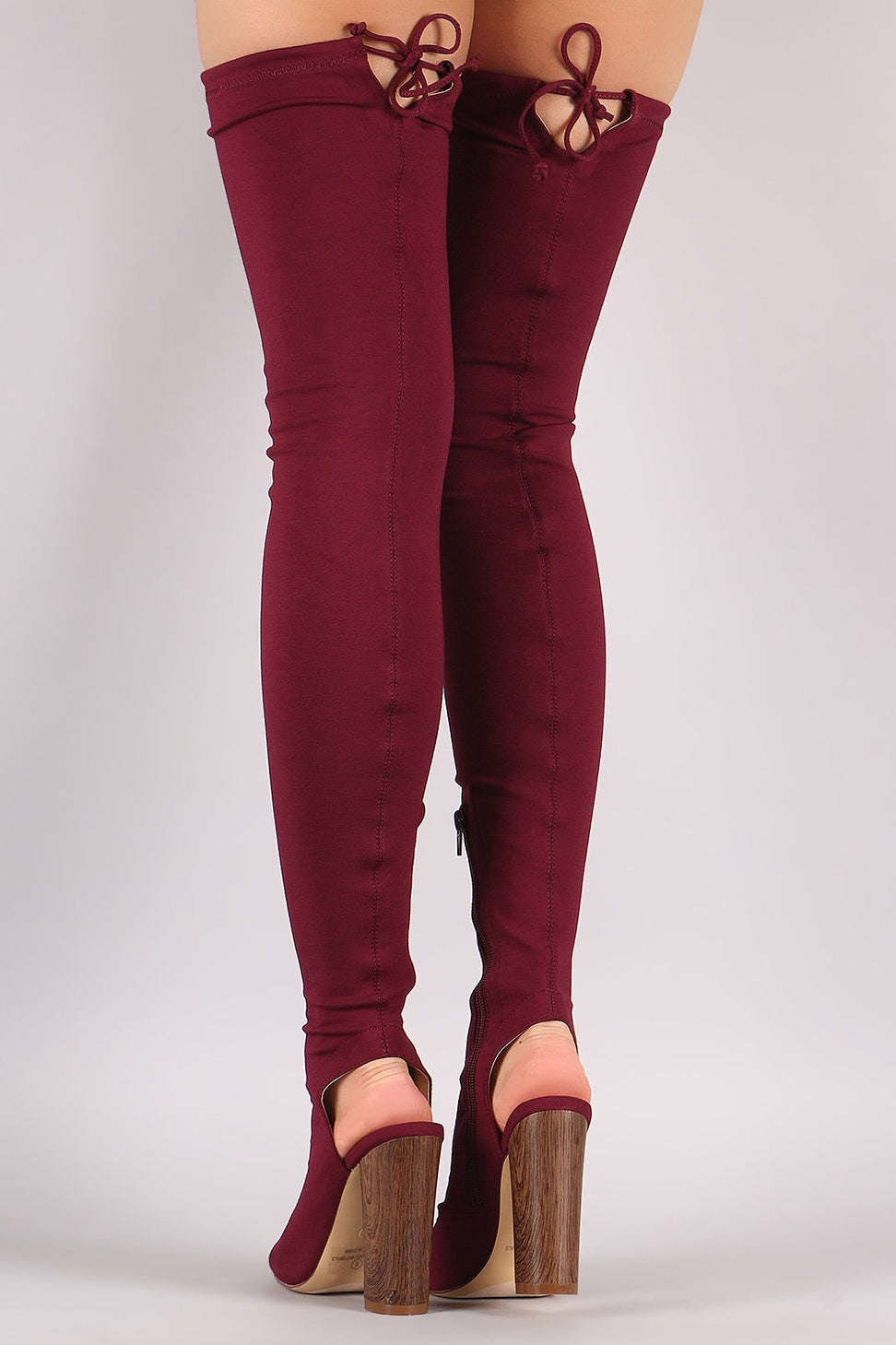 Liliana Stretched Jersey Chunky Heel Over-The-Knee Boots - NoveltyOne