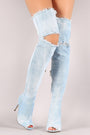 Liliana Destroyed Denim Stiletto Over-The-Knee Boots