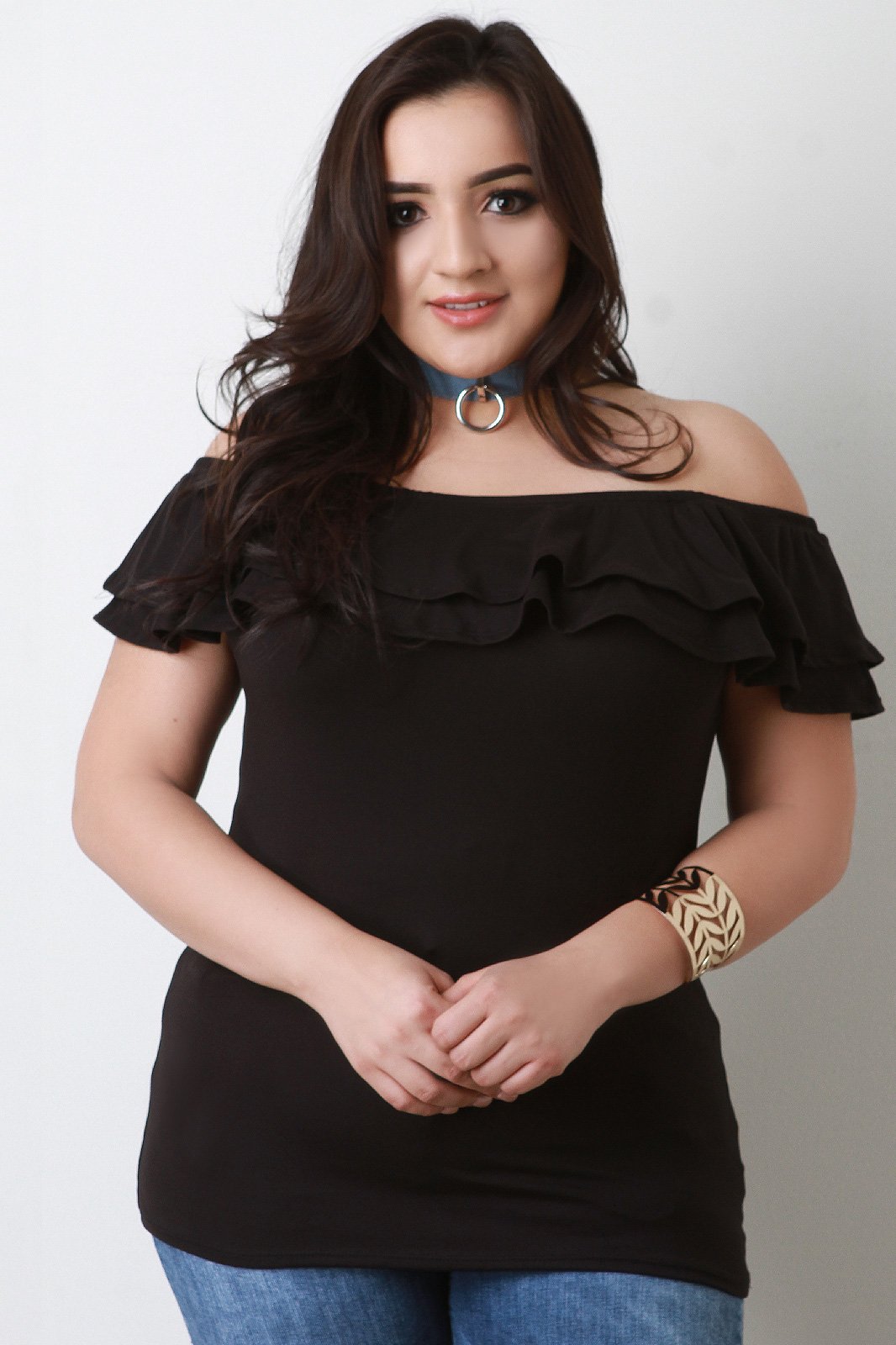 Jersey Knit Tiered Ruffle Top