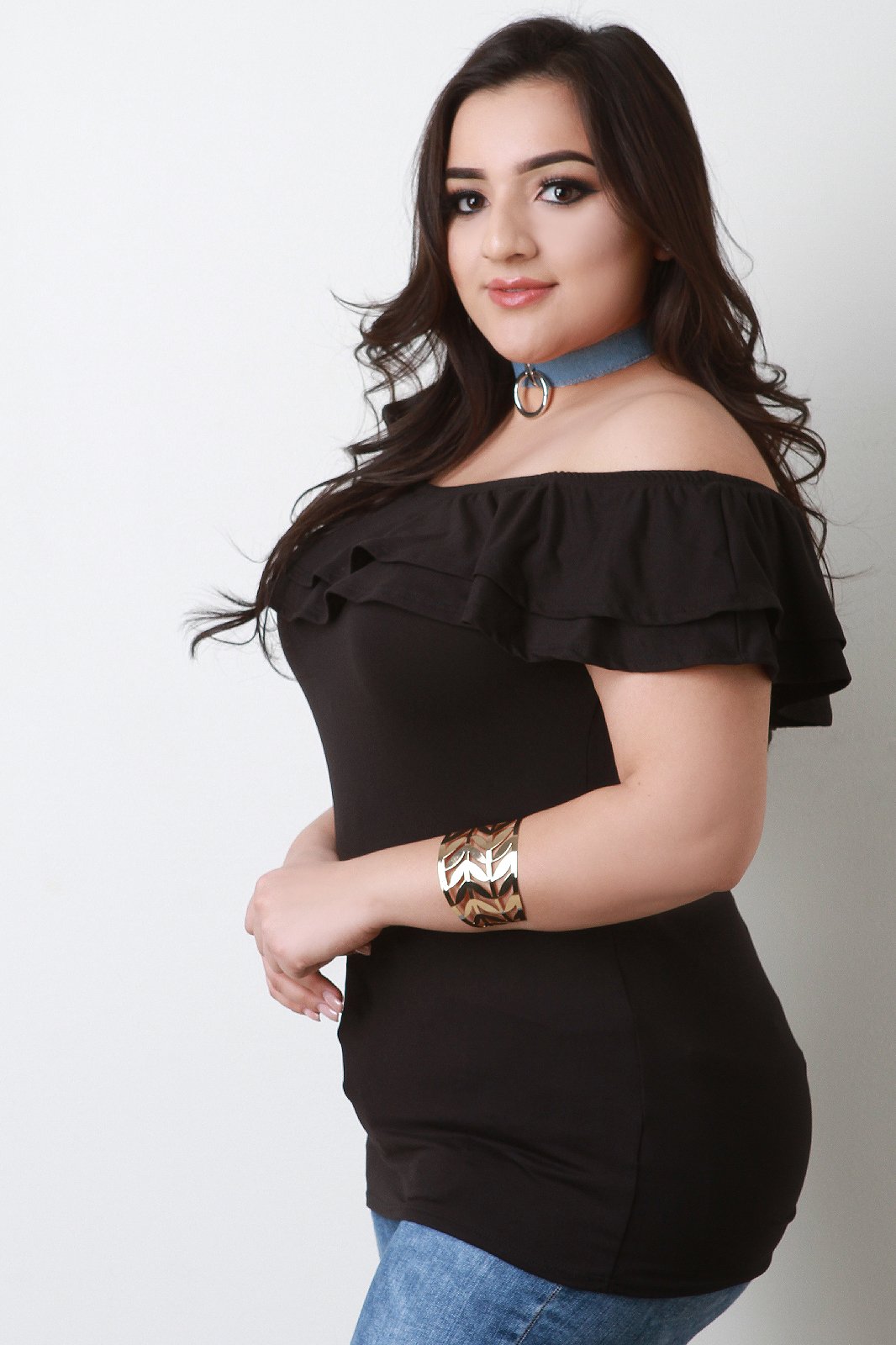 Jersey Knit Tiered Ruffle Top